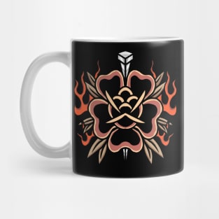 burning rose tattoo Mug